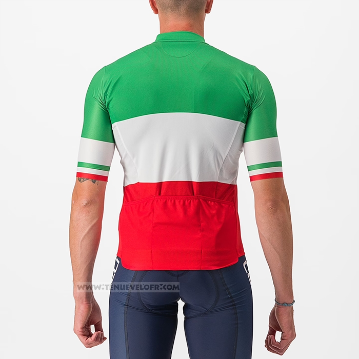 2023 Maillot Cyclisme Italie Vert Blanc Rouge Manches Courtes et Cuissard